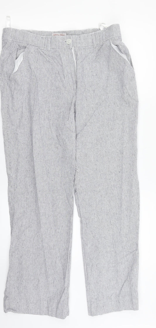 Anna Rose Womens Grey Striped  Dress Pants Trousers Size 14 L26 in