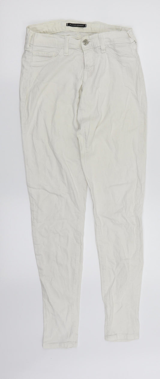 Flying Monkey Womens White  Denim Skinny Jeans Size 10 L30 in