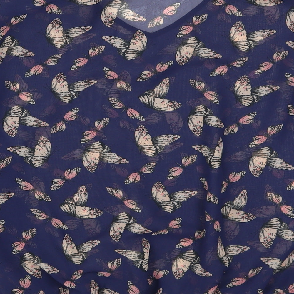 TU Womens Blue   Basic Blouse Size 14  - Butterfly Print