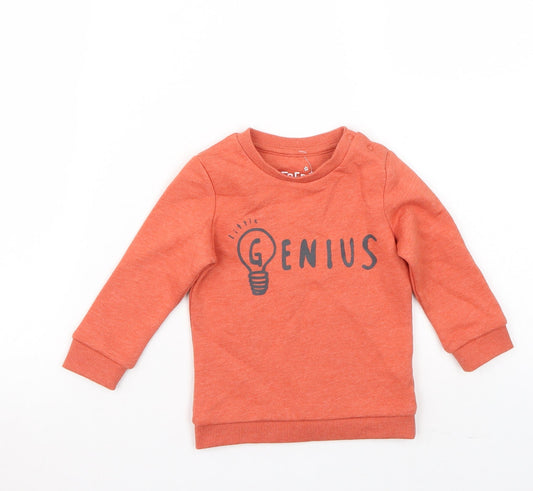 fred & flo Baby Orange   Pullover Jumper Size 6-9 Months