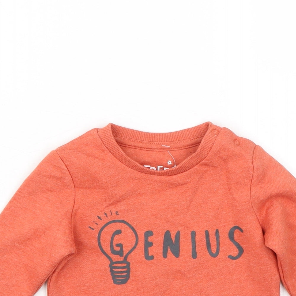 fred & flo Baby Orange   Pullover Jumper Size 6-9 Months