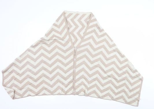 Preworn Womens Beige Striped Knit Pullover Jumper One Size  - Poncho