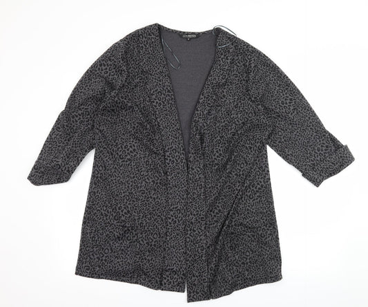 Anya Madsen Womens Grey Animal Print Jersey Jacket Blazer Size 18