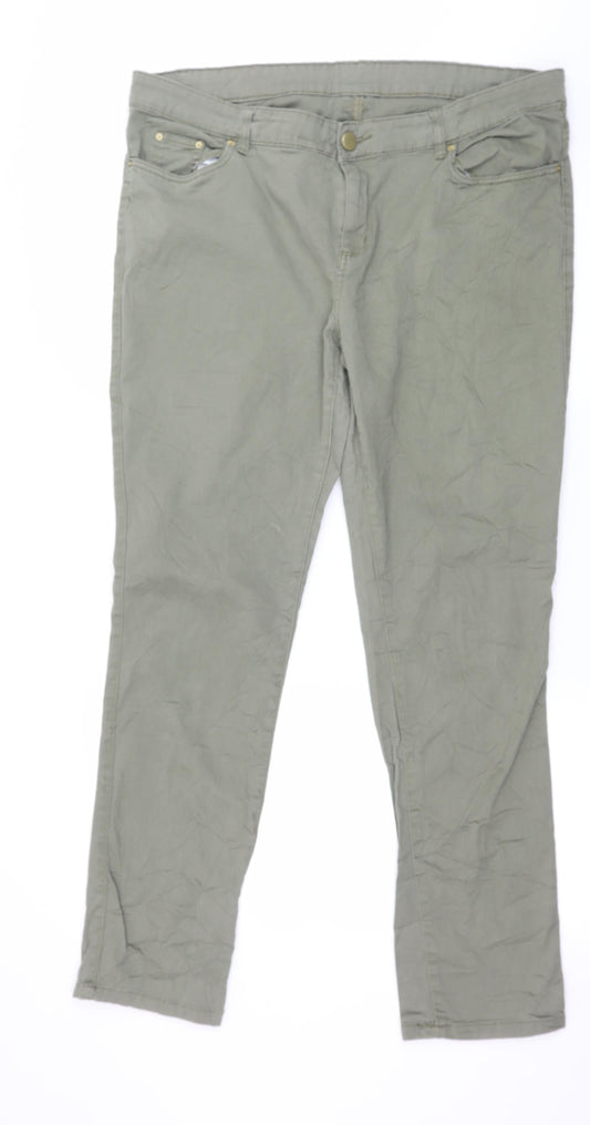 Preworn Womens Green  Denim Straight Jeans Size 38 in L30 in