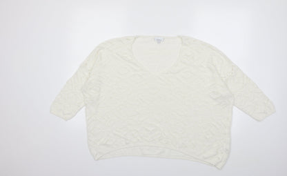 Next Womens White  Knit Pullover Jumper Size 18