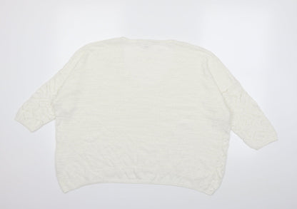 Next Womens White  Knit Pullover Jumper Size 18
