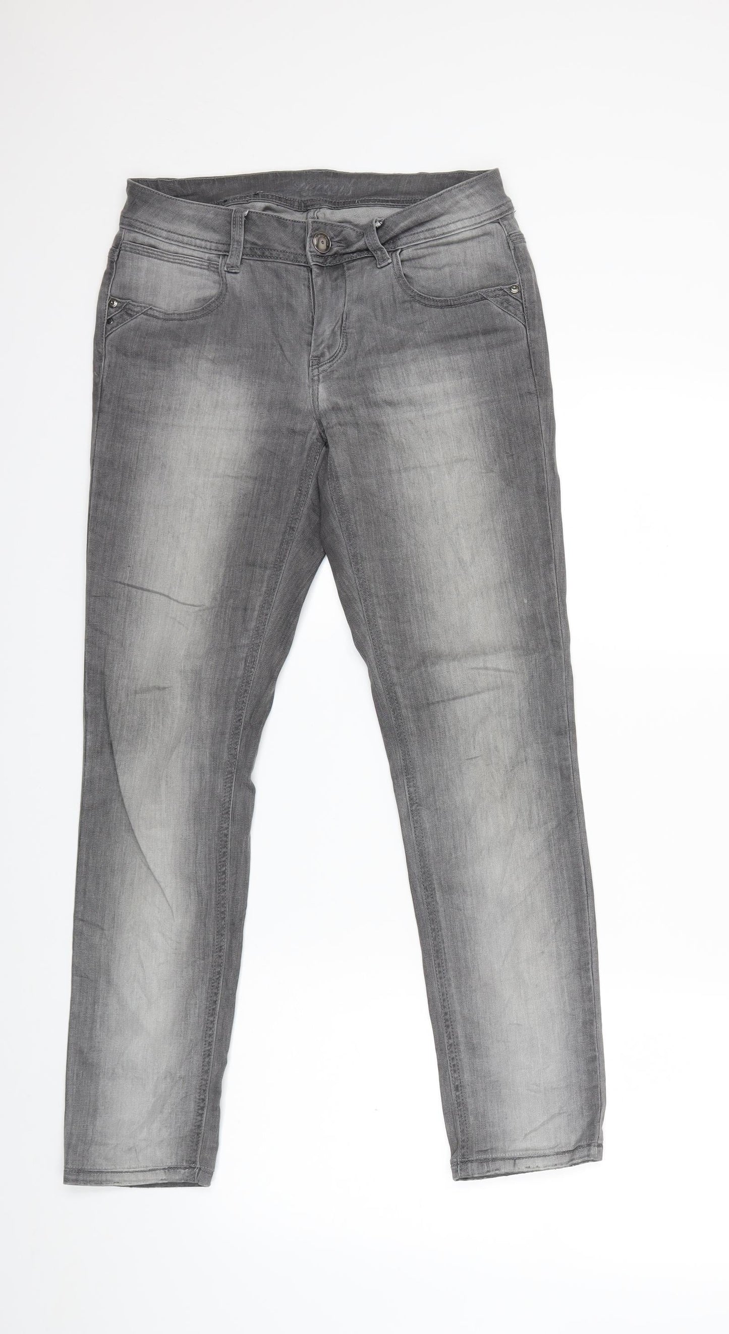 Preworn Womens Grey  Denim Skinny Jeans Size 30 in L29 in