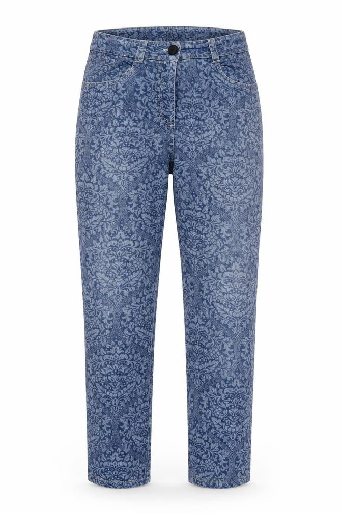 KMX Womens Blue Floral Denim Straight Jeans Size 28 in L25 in