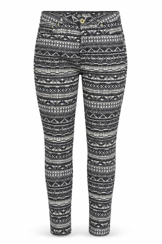H&M Womens Black Geometric Denim Skinny Jeans Size 12 L31 in