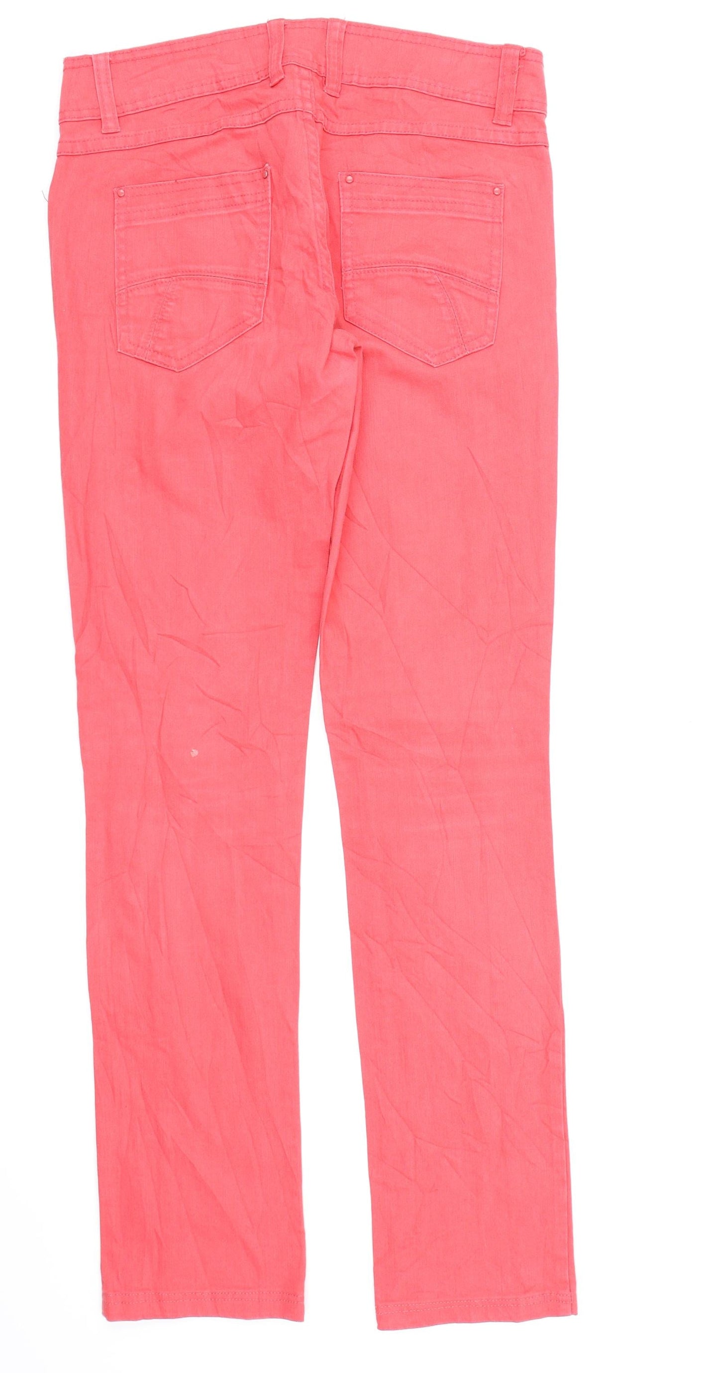 Preworn Womens Pink  Denim Straight Jeans Size 12 L31 in