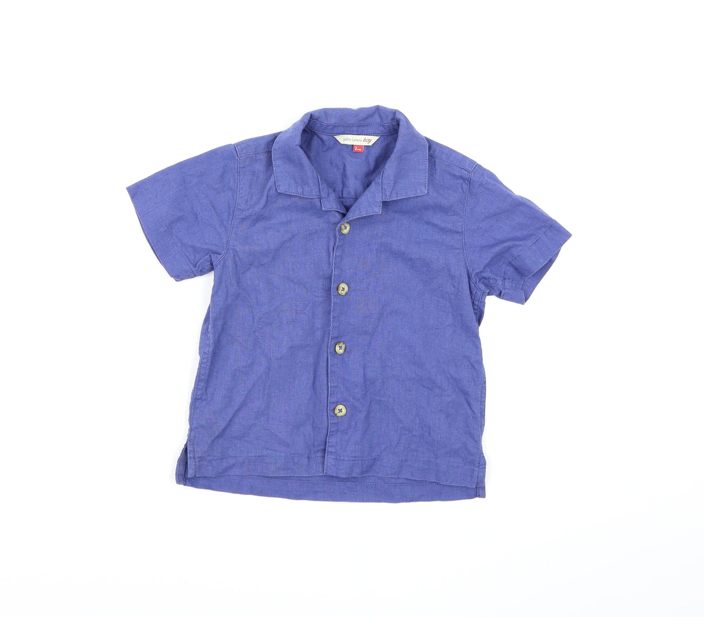 John Lewis Boys Blue   Basic Button-Up Size 2 Years
