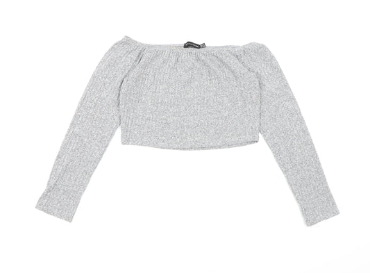 PRETTYLITTLETHING Womens Grey  Knit Pullover Jumper Size 12