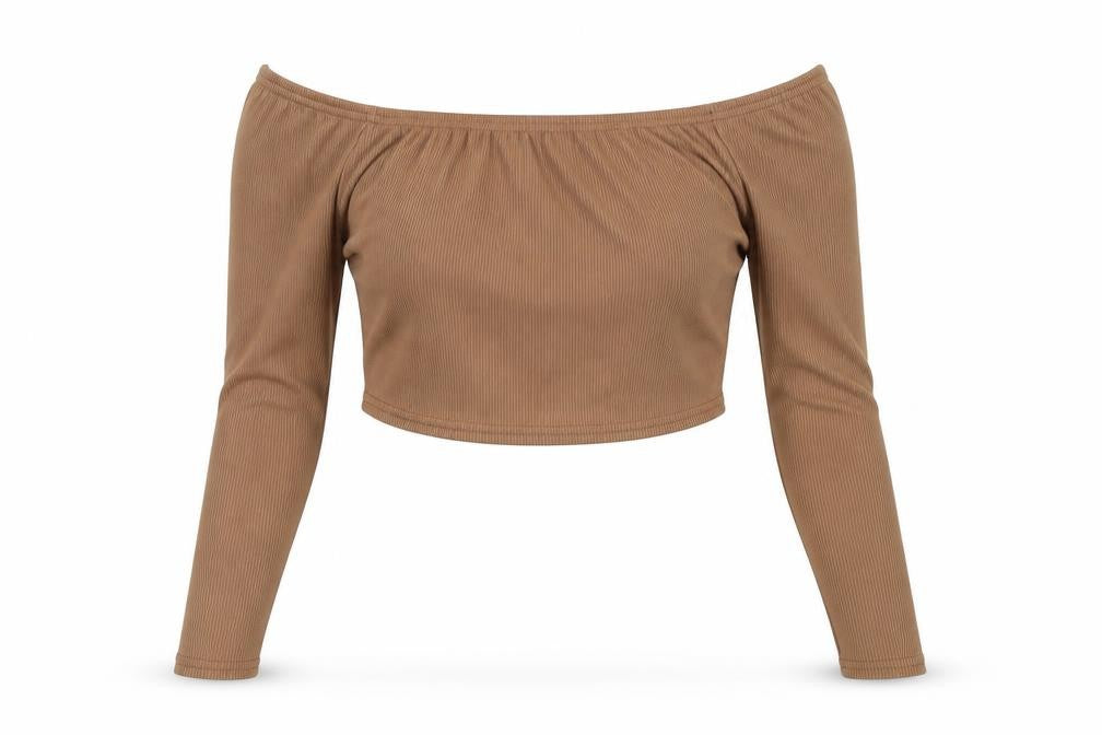 PRETTYLITTLETHING Womens Brown   Cropped Blouse Size 12