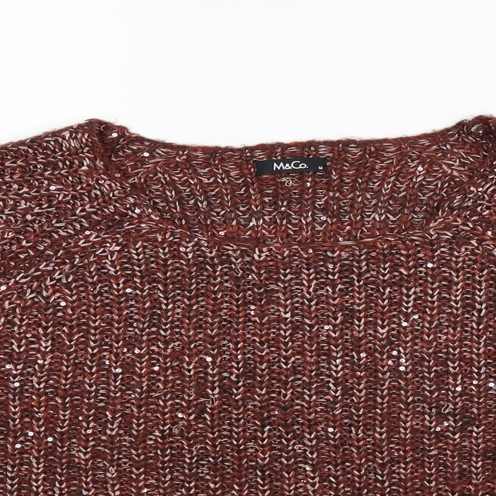 M&Co Womens Brown  Knit Pullover Jumper Size M