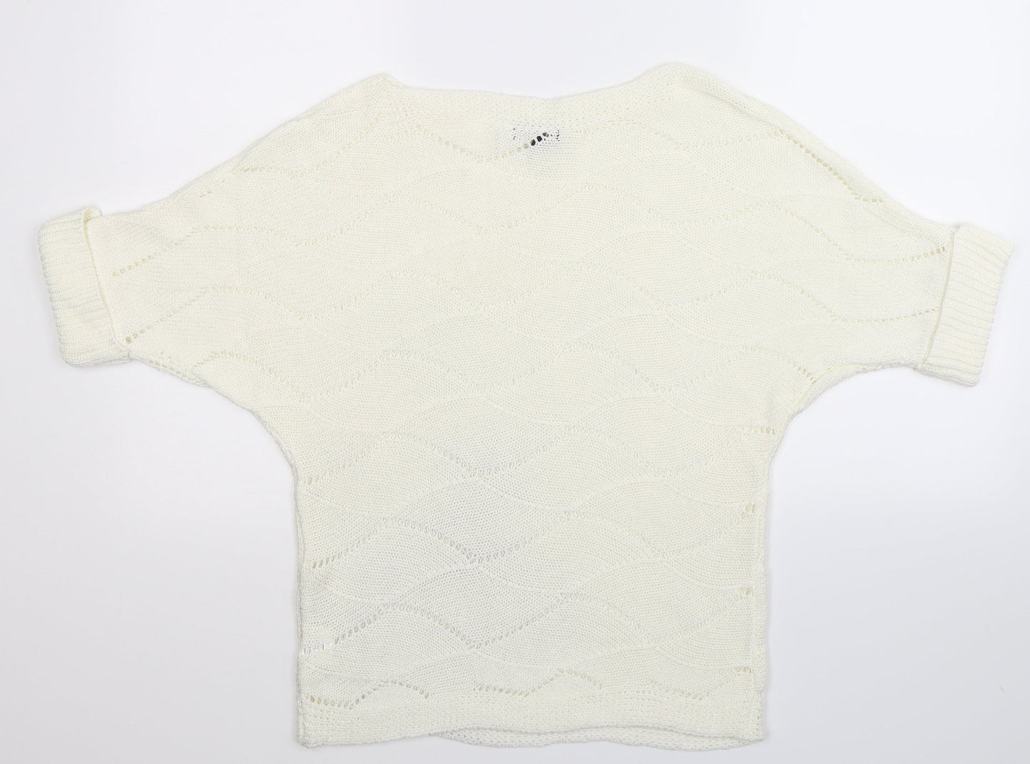 2 Elles Womens White  Knit Pullover Jumper Size L