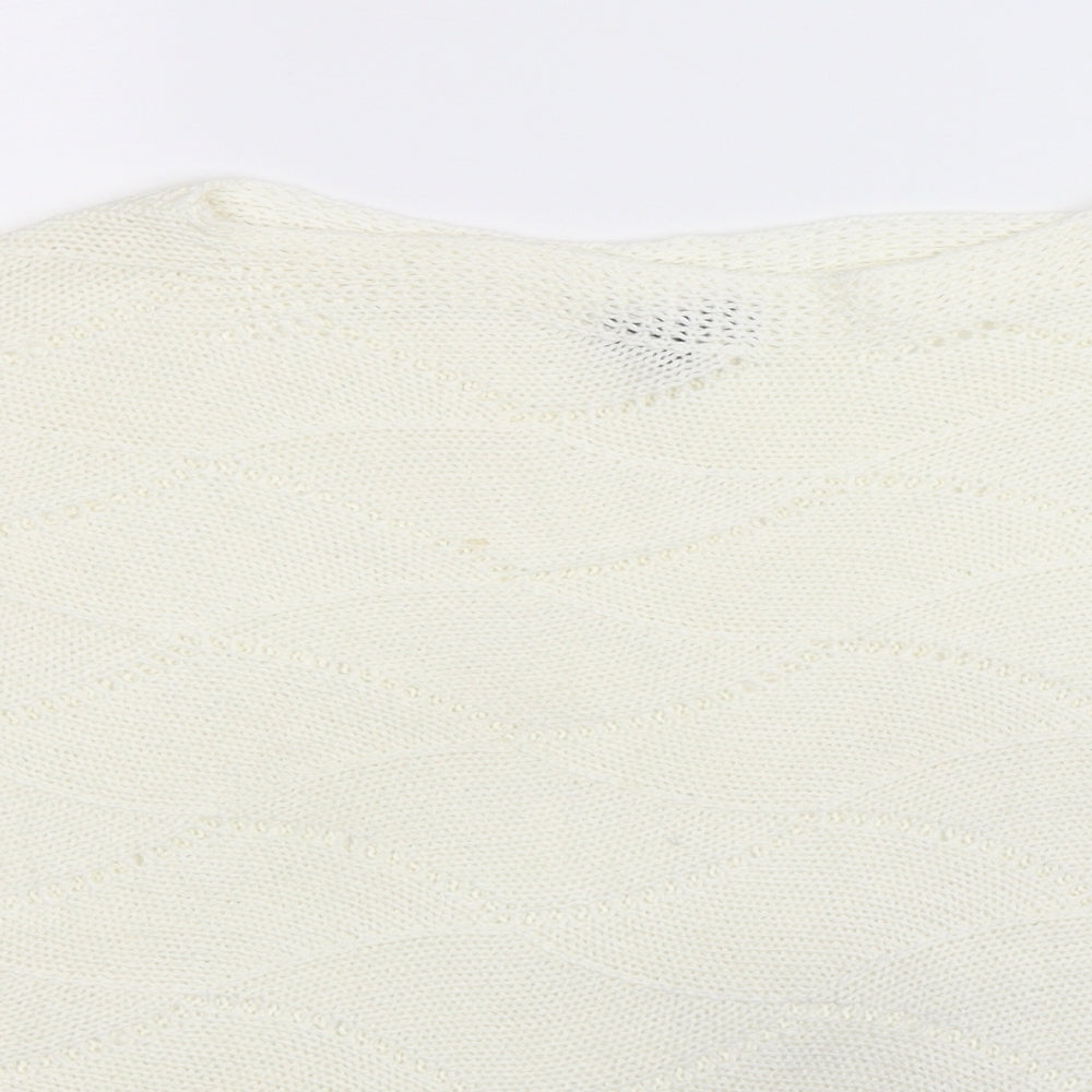 2 Elles Womens White  Knit Pullover Jumper Size L