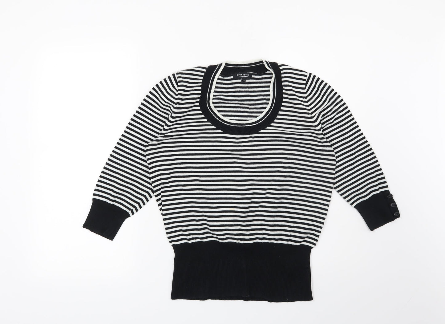 Debenhams Womens Black Striped  Pullover Jumper Size 14