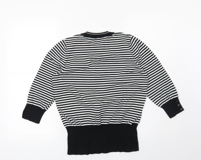 Preloved Debenhams Womens Black Striped  Pullover Jumper Size 14 - Back