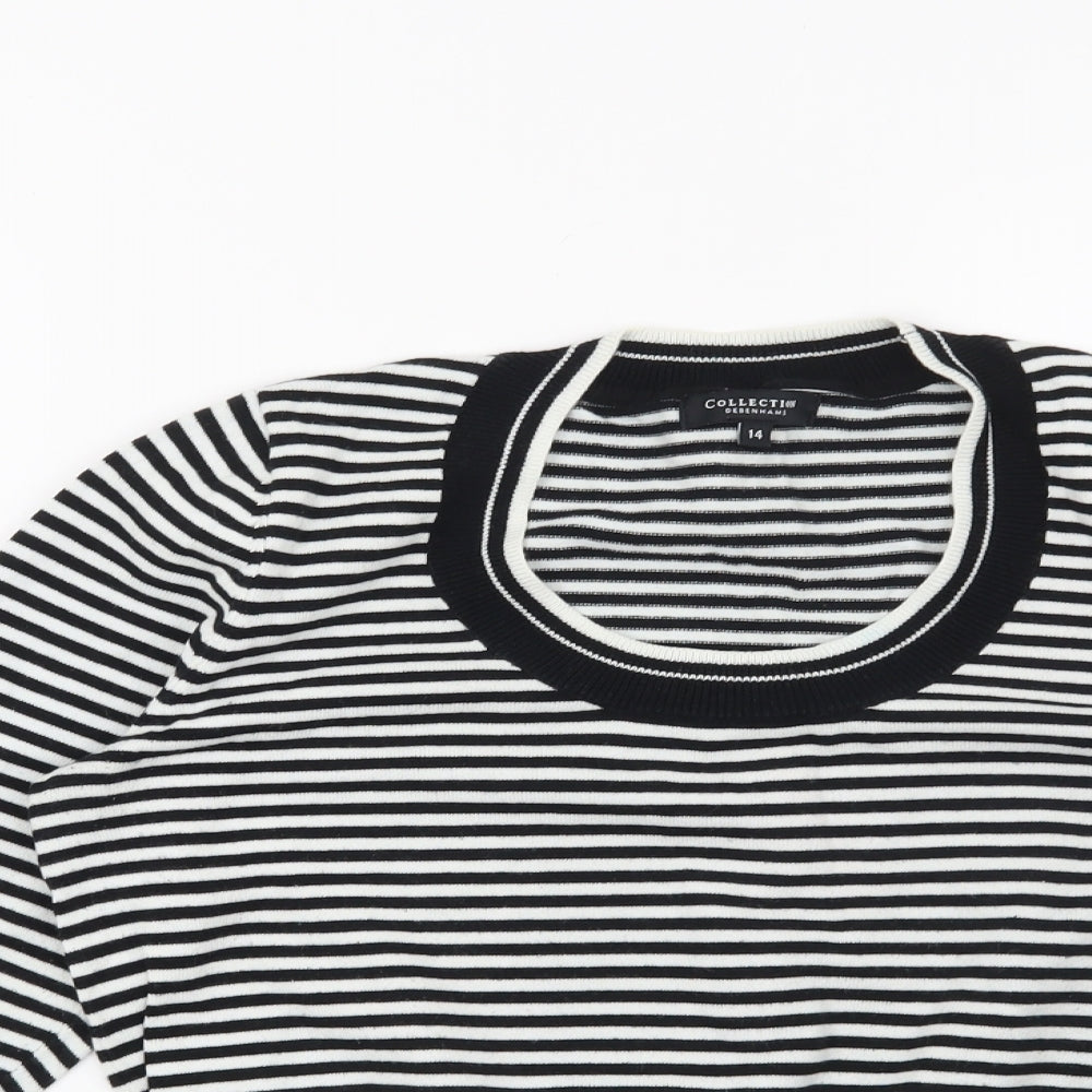 Debenhams Womens Black Striped  Pullover Jumper Size 14