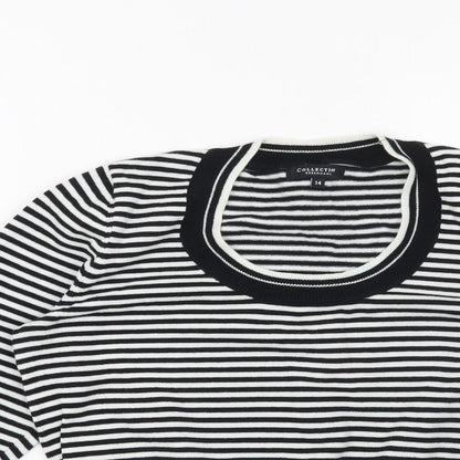 Preloved Debenhams Womens Black Striped  Pullover Jumper Size 14 - Detail