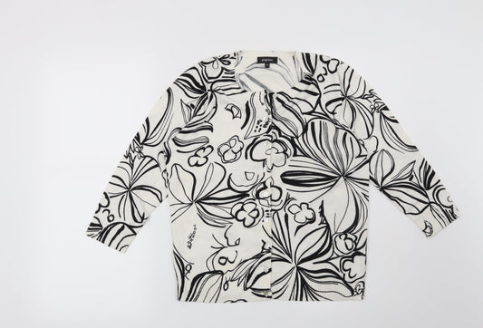 Papaya Womens White Floral  Cardigan Jumper Size 12