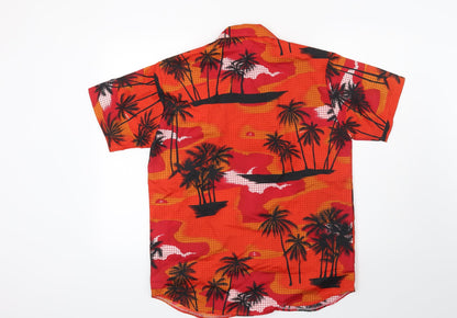 Preloved SEA & SUN Mens Red    Button-Up Size M  - Palm Trees - Back