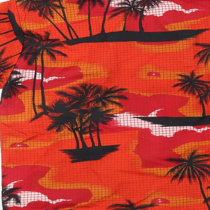 Preloved SEA & SUN Mens Red    Button-Up Size M  - Palm Trees - Label