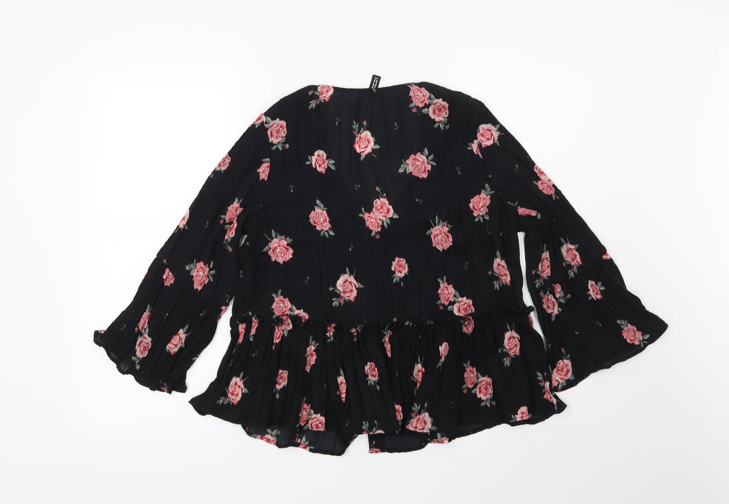 H&M Womens Black Floral  Basic Blouse Size 10