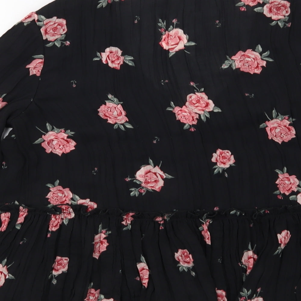 H&M Womens Black Floral  Basic Blouse Size 10