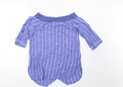 Preloved NEXT Womens Blue Striped  Basic Blouse Size 12 - Back