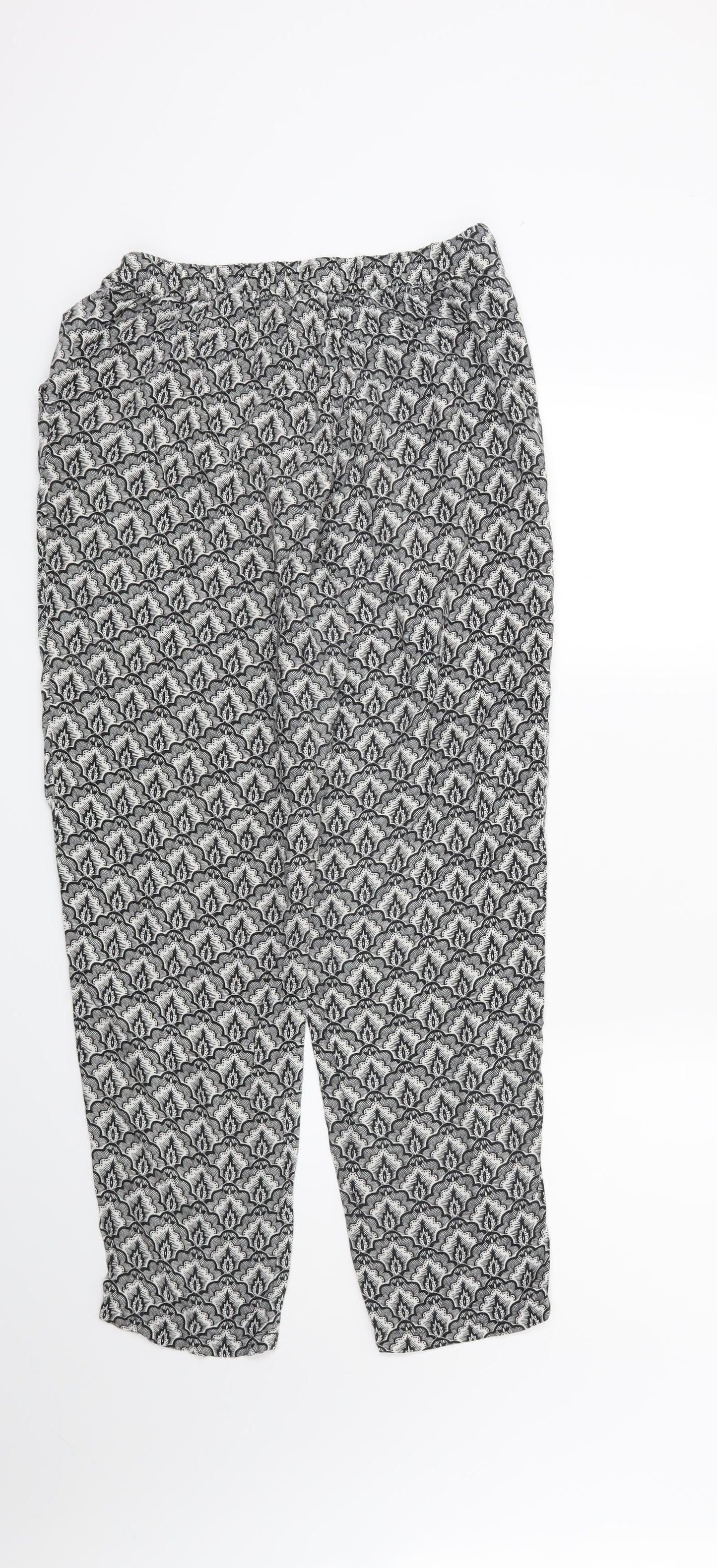 H&M Womens Black Geometric  Trousers  Size 6 L27 in
