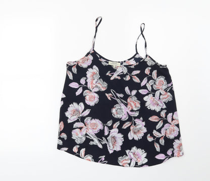 Preloved Papaya Womens Blue Floral  Basic Blouse Size 10 - Front