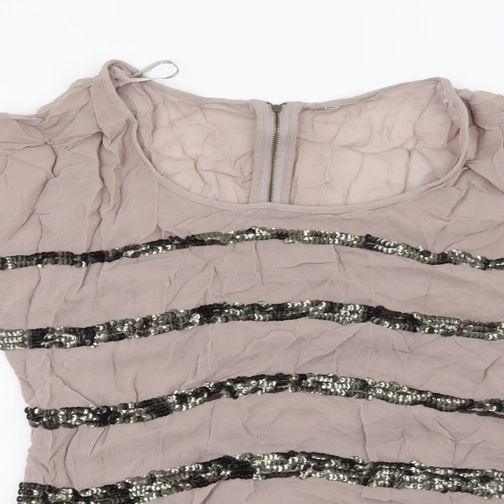 NEXT Womens Brown Striped  Basic Blouse Size 10