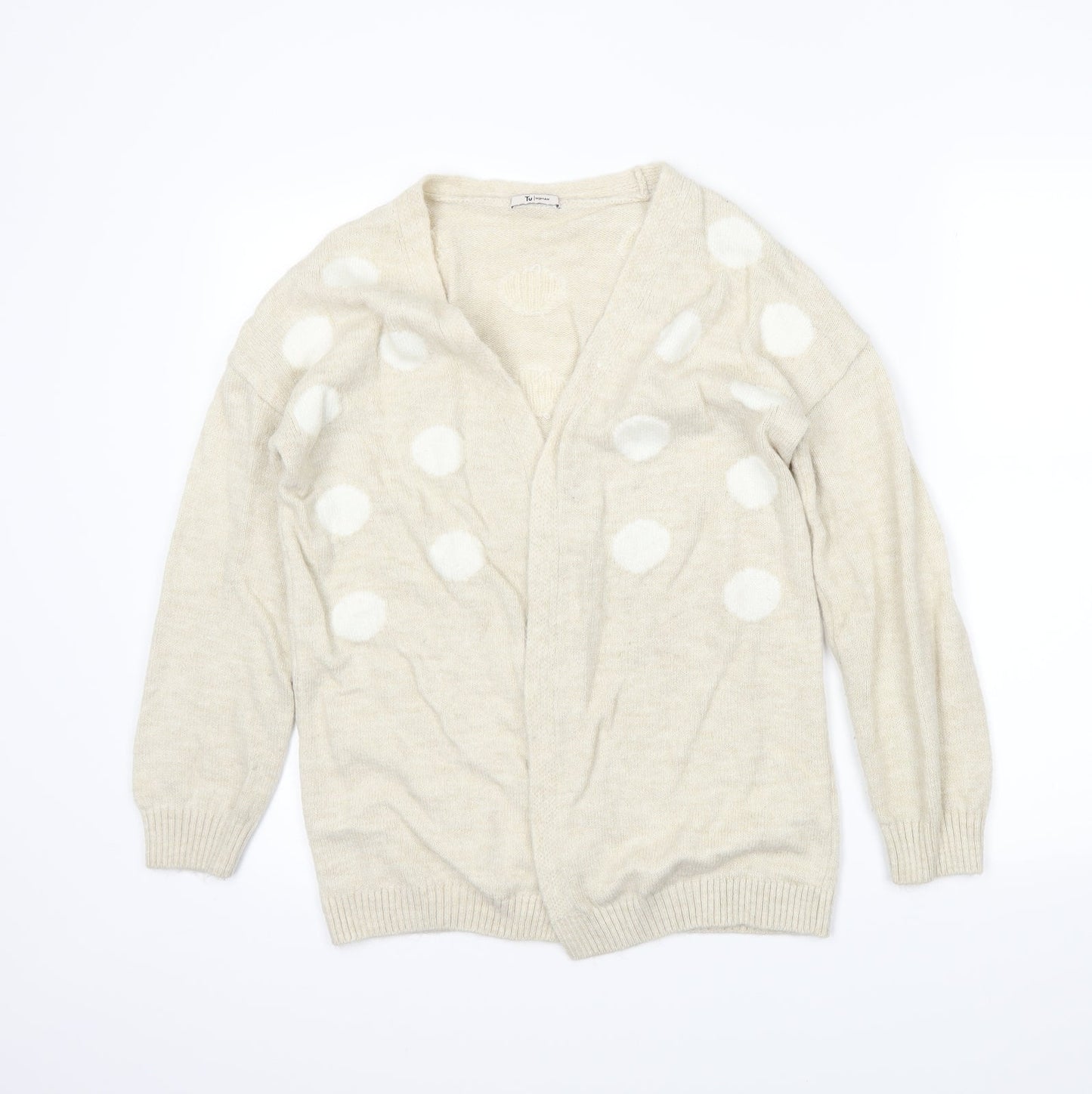 TU Womens Beige Polka Dot  Wrap Jumper Size 10
