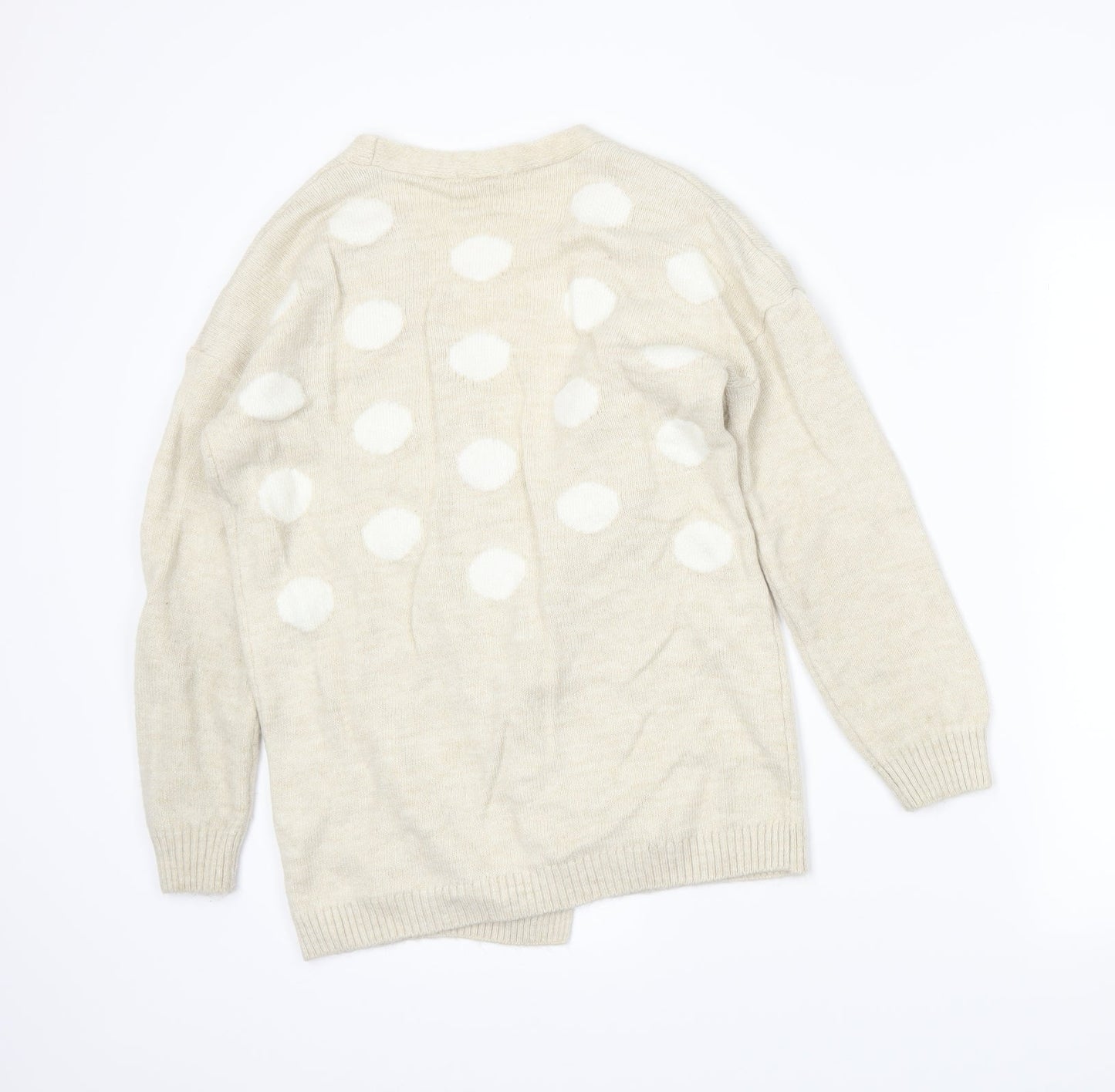 TU Womens Beige Polka Dot  Wrap Jumper Size 10