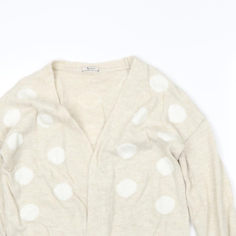 TU Womens Beige Polka Dot  Wrap Jumper Size 10