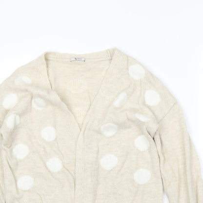Preloved TU Womens Beige Polka Dot  Wrap Jumper Size 10 - Detail
