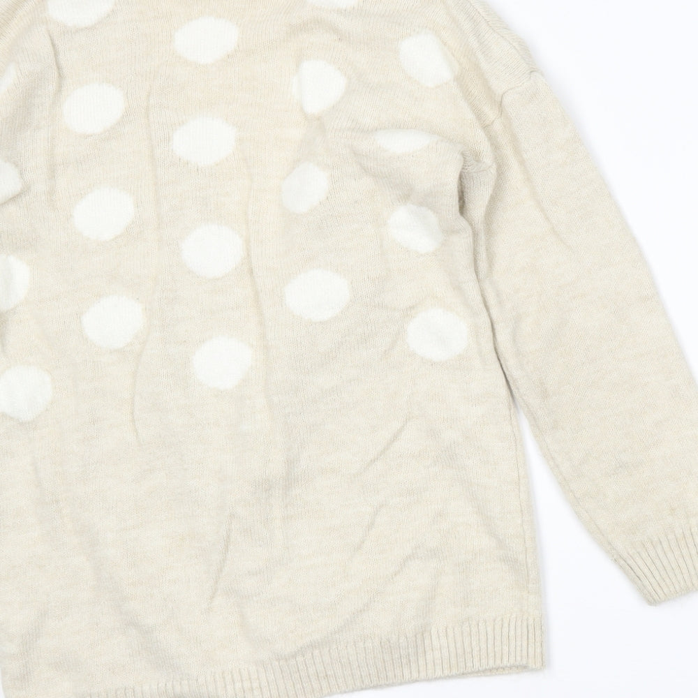 TU Womens Beige Polka Dot  Wrap Jumper Size 10