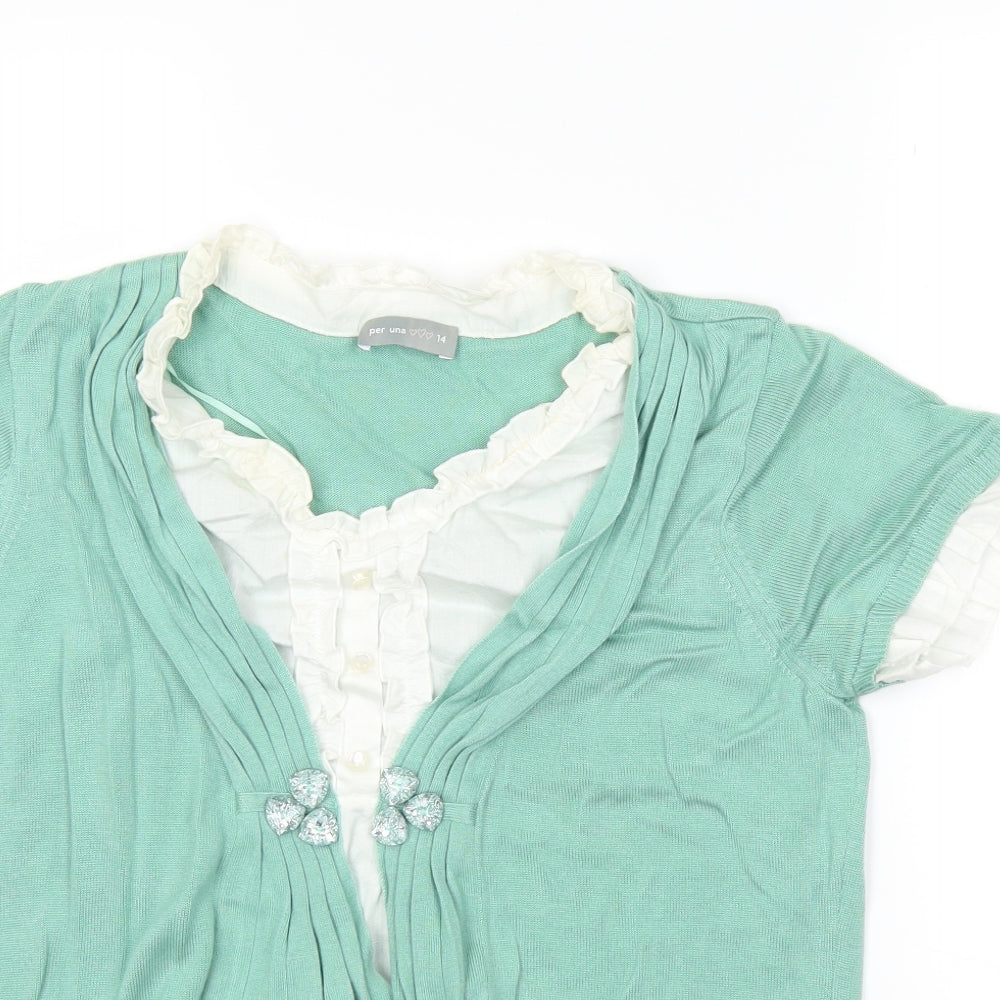 M&S Womens Green   Tunic Jumper Size 14