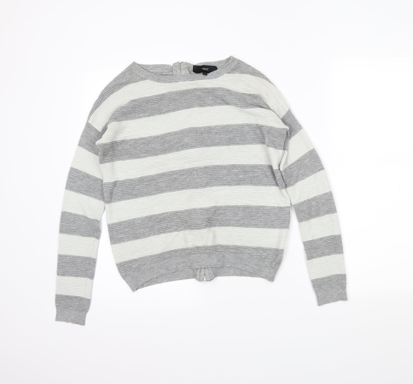 NEXT Womens Grey Striped  Full Zip Jumper Size 8