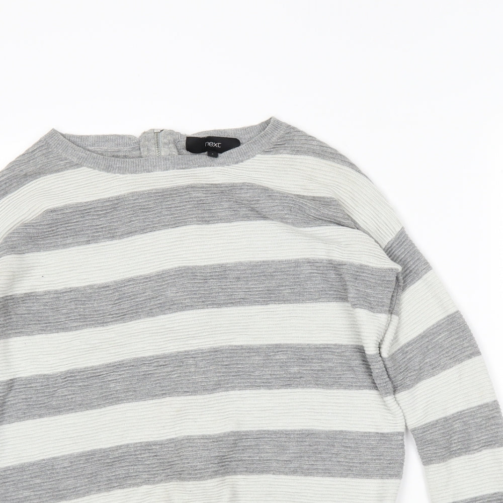 NEXT Womens Grey Striped  Full Zip Jumper Size 8