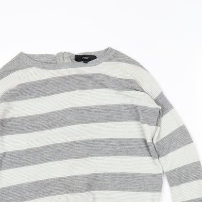 Preloved NEXT Womens Grey Striped  Full Zip Jumper Size 8 - Detail