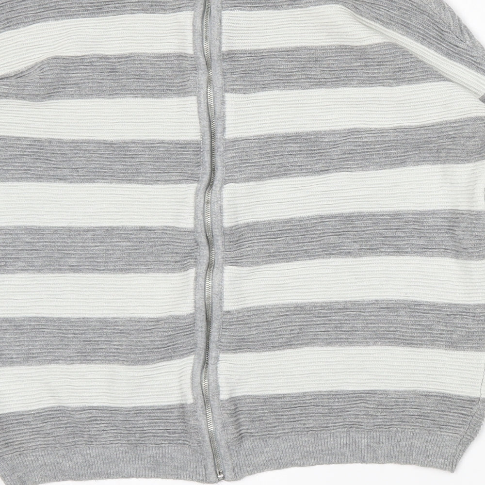 NEXT Womens Grey Striped  Full Zip Jumper Size 8