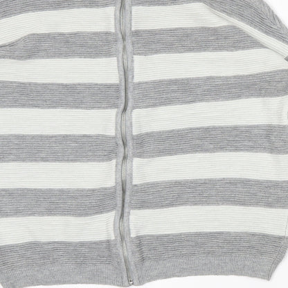 Preloved NEXT Womens Grey Striped  Full Zip Jumper Size 8 - Label