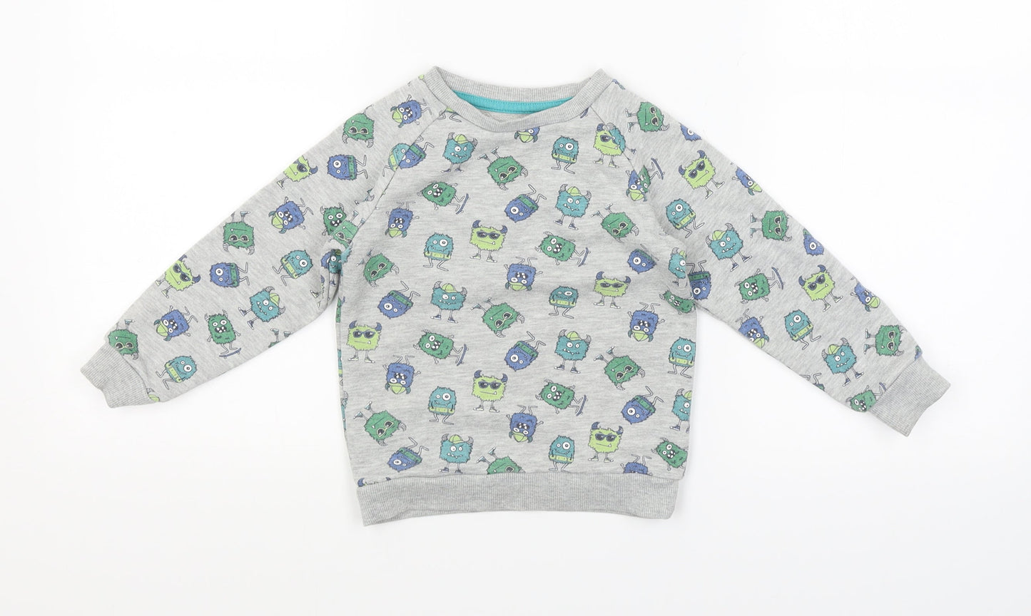 Primark Boys Grey Polka Dot  Pullover Jumper Size 2 Years  - Monsters