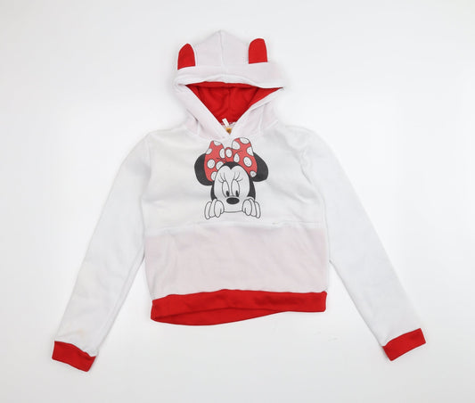 kiranniei Womens White   Pullover Hoodie Size M  - Minnie Mouse