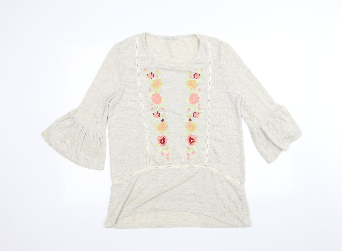 TU Womens White Floral  Pullover Jumper Size 14