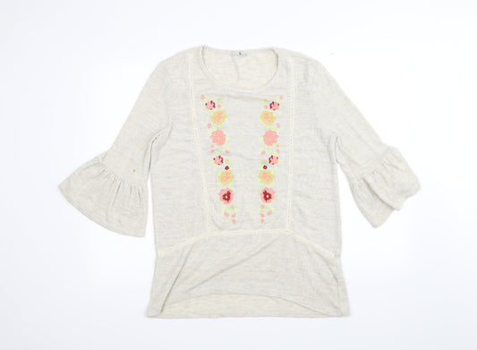 TU Womens White Floral  Pullover Jumper Size 14