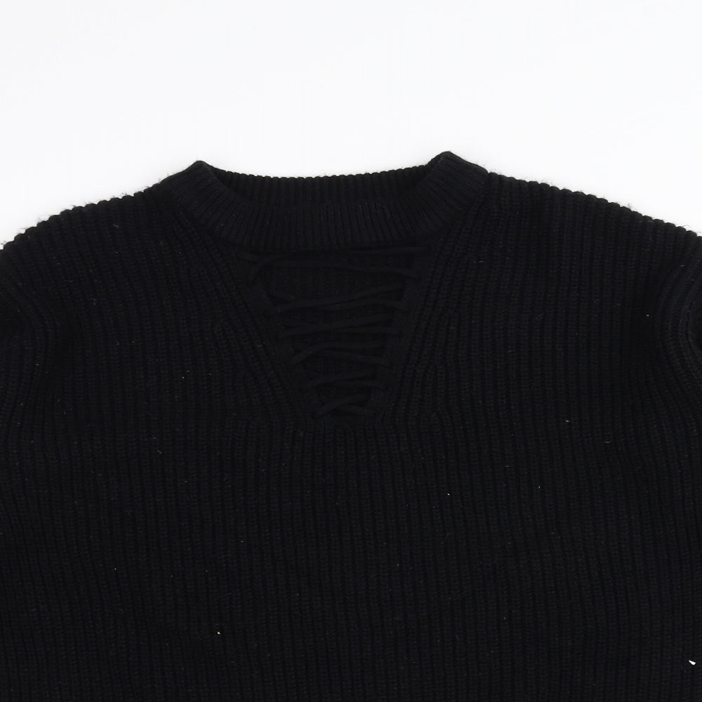 New Look Womens Black  Knit Pullover Jumper Size 8