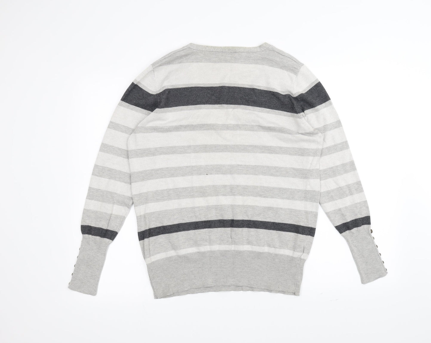 Papaya Womens White Striped  Pullover Jumper Size 16